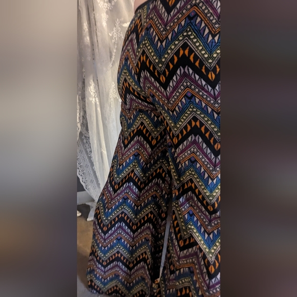 Hippie Boho flowy drawstring lightweight tree love pants medium bell bottoms - Picture 2 of 7